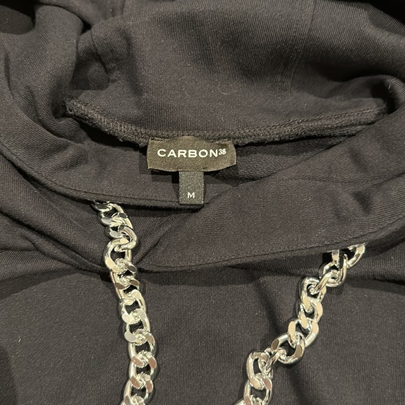Carbon38 Chain Detail Cropped Hoodie - Black - Medium - Picture 3 of 4